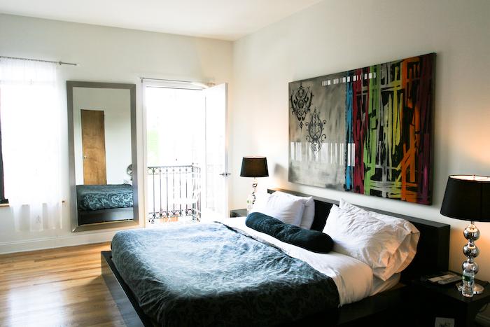 Master bedroom with Juliette balcony (door on right)