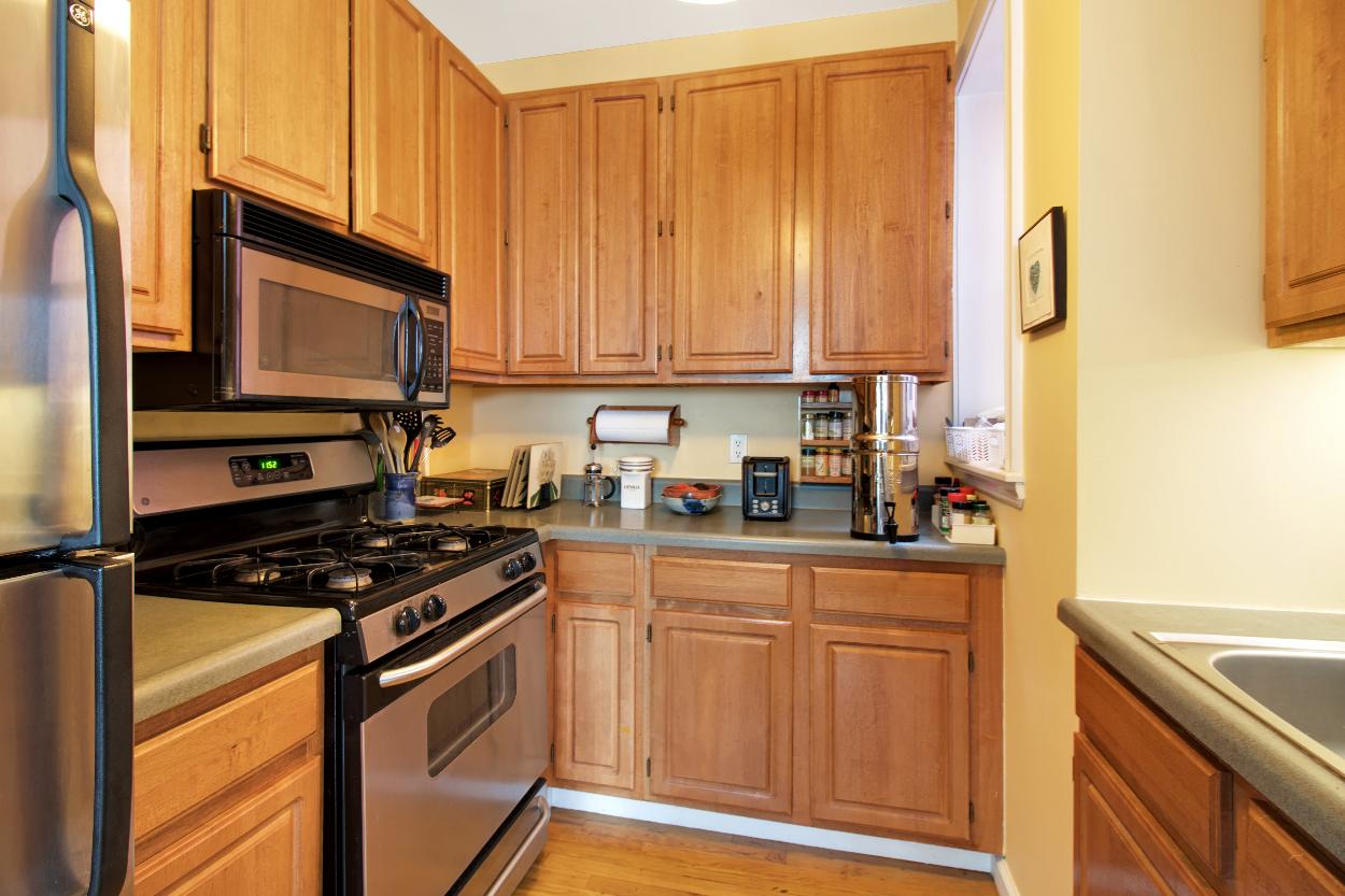 Windowed kitchen with microwave and dishwasher