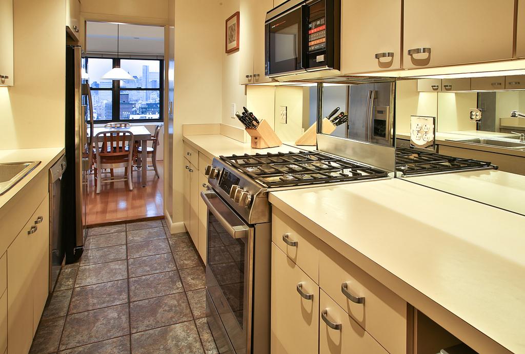 Kitchen with downtown views